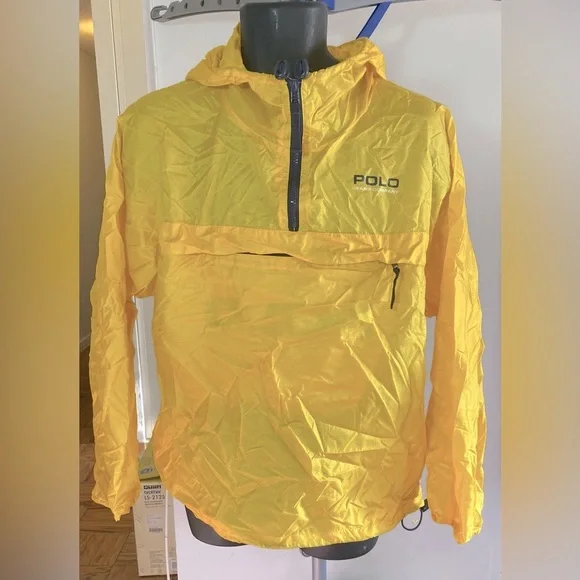 🏇🏽💛Polo Ralph Lauren Jeans Packable Windbreaker Jacket Yellow Blue Size M - Picture 9 of 12